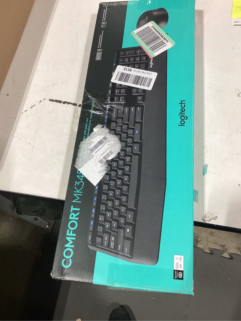 Condition photo showing As Is for Logitech MK345 Wireless Keyboard and Mouse Combo with Palm Rest, 2.4 GHz USB Receiver, Compatible wi