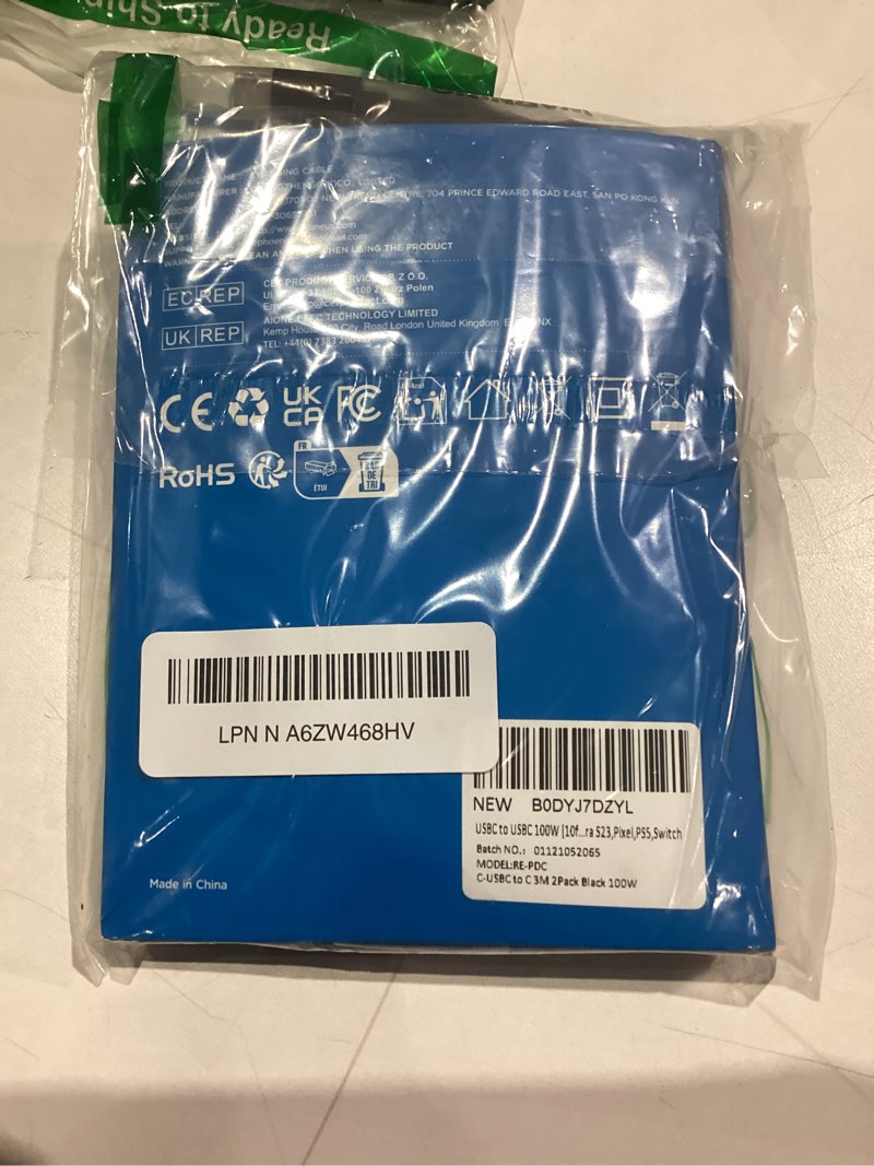 Condition photo showing Good Condition for usbc to usbc 100w [10ft/2 pack] usb c to usb c fast charging cable braided c to c charger cord 5a for macbook pro/air, iphone 16 15 pro max plus,ipad pro,samsung galaxy s24 ultra s23,pixel,ps5,switch 10ft+10ft black