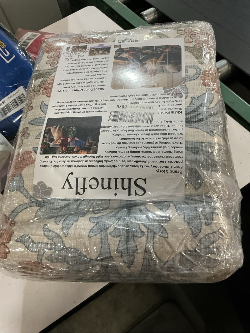 Condition photo showing New/Like New for vintage beige blue living room rug, 8x10 washable area rugs for dining room under table, soft low pile large carpet bedroom, non-slip boho floral (8 x 10 beige blue) beige blue 8' x 10' (rectangular)