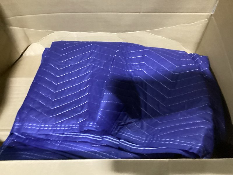 Condition photo showing As Is for 4 Pack Moving Blankets Heavy Duty 80"x72" Quilted Packing Blankets for Moving Furniture Padded Shipping Furniture Mover Blue 4pack