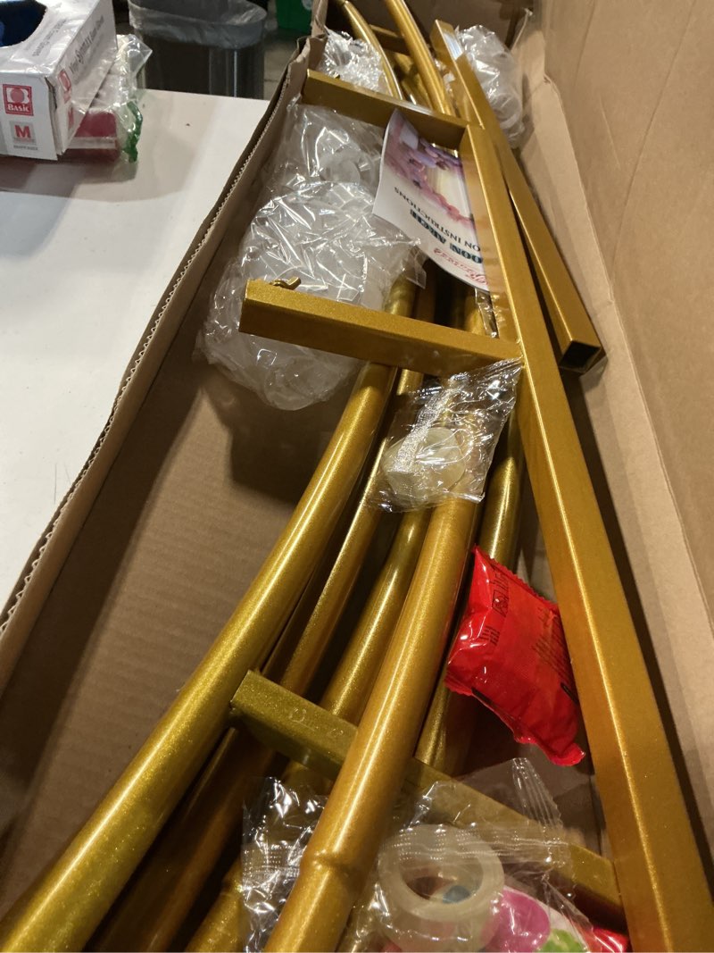 Condition photo showing As Is for Fomcet 7.2FT Gold Wedding Arch Metal Round Backdrop Stand Circle Arch Frame for Wedding Ceremony Anniversary Birthday Party Graduation Photo Rust Resistant Stable Decoration 7.2FT White