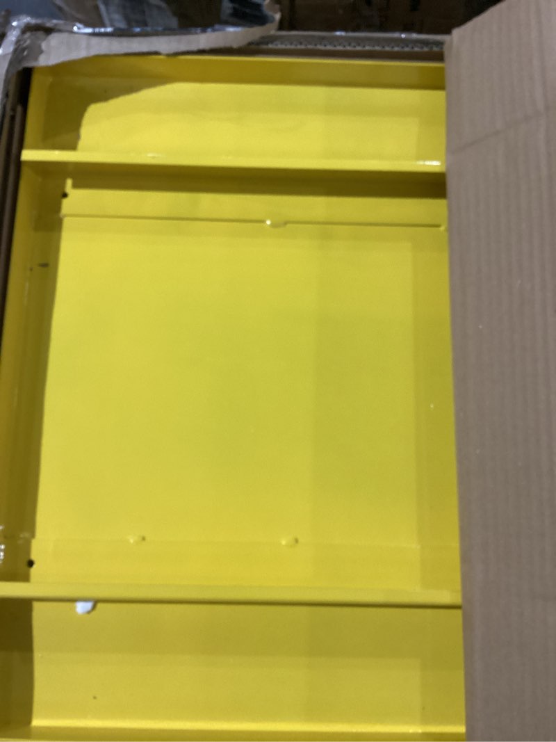 Condition photo showing Good Condition for (1 out of 2 boxes only- one box only+not tested)hydraulic lift table cart, 1100lbs capacity 32\\\\\\\" lifting height, manual single scissor lift table with 4 wheels and non-slip pad, hydraulic scissor cart for material handling, yellow