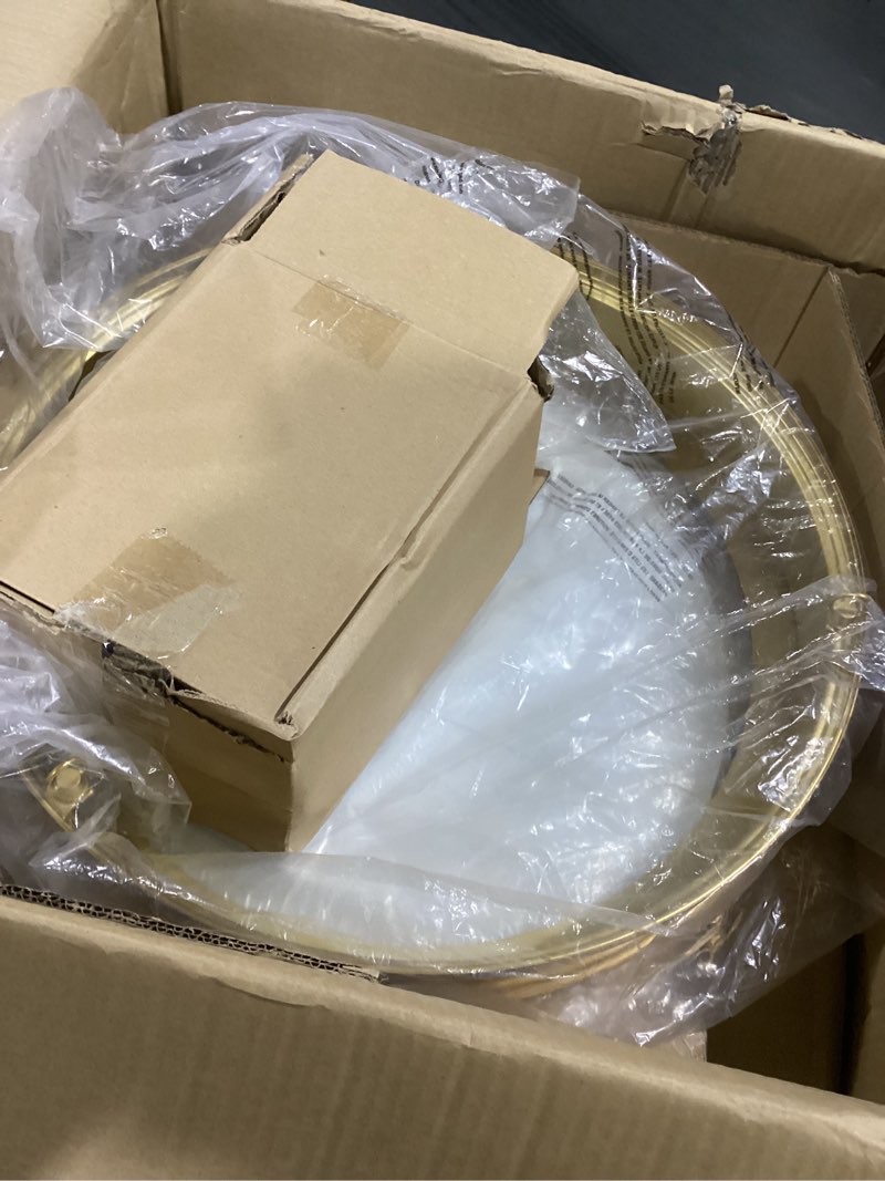 Condition photo showing New/Like New for minka lavery 4177-249 harbour point semi-flush, 3-light, 300 total watts, 19-in h x 9.75-in w, liberty gold liberty gold 3 light