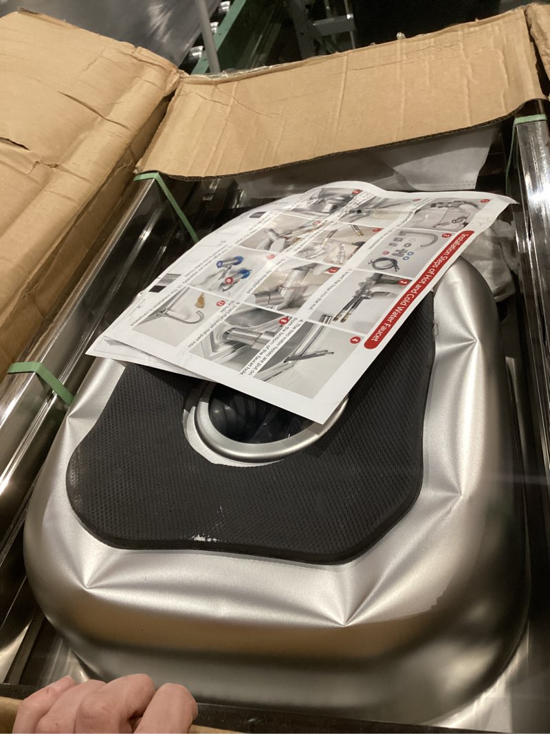 Condition photo showing As Is for vivrhintty free standing kitchen utility sink with workbench & accessory set, stainless steel sink for commercial, outdoor,garage, laundry room use (29.52"d x 15.74"w x 29.52"h) 29.52"dx15.74"wx29.52"h