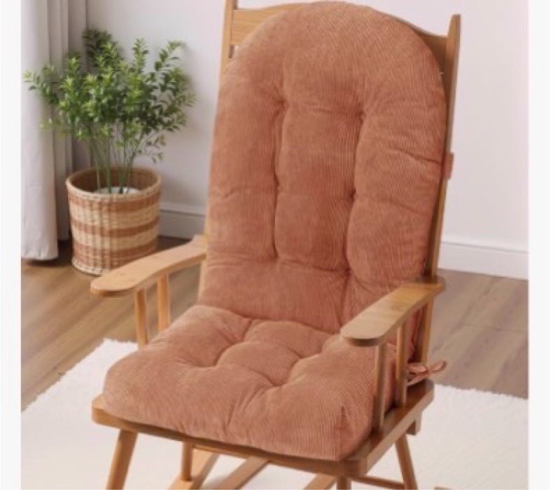 rocking chair cushion - chenille fabric, high-density sponge, durable comfort double-sided tufted seat pads with ties, chenille?brown, 44x19x4 inch brown ?double-sided 44x19x4 inch
