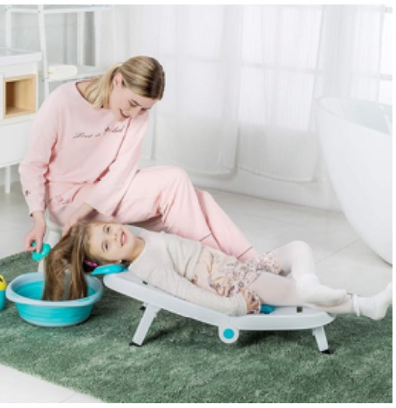 fedicelly toddler shampoo chair bather girls, kids hair washing bath seat, children head hair rinser salon chair