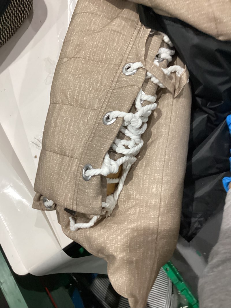 Condition photo showing Good Condition for suncreat 13.8 ft hammocks quilted fabric double hammock with detachable curved bamboo spreader bar and soft pillow, max 450 lbs capacity, tan