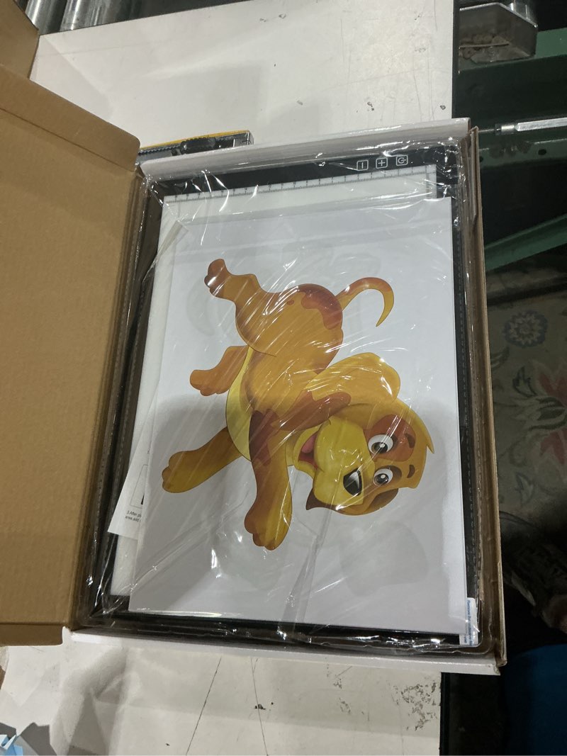 Condition photo showing New/Like New for wireless rechargeable a4 led light pad w/built-in riser stands, 6 levels of brightness, evenly illuminated light box for tracing and weeding vinyl, slim and lightweight diamond painting light board