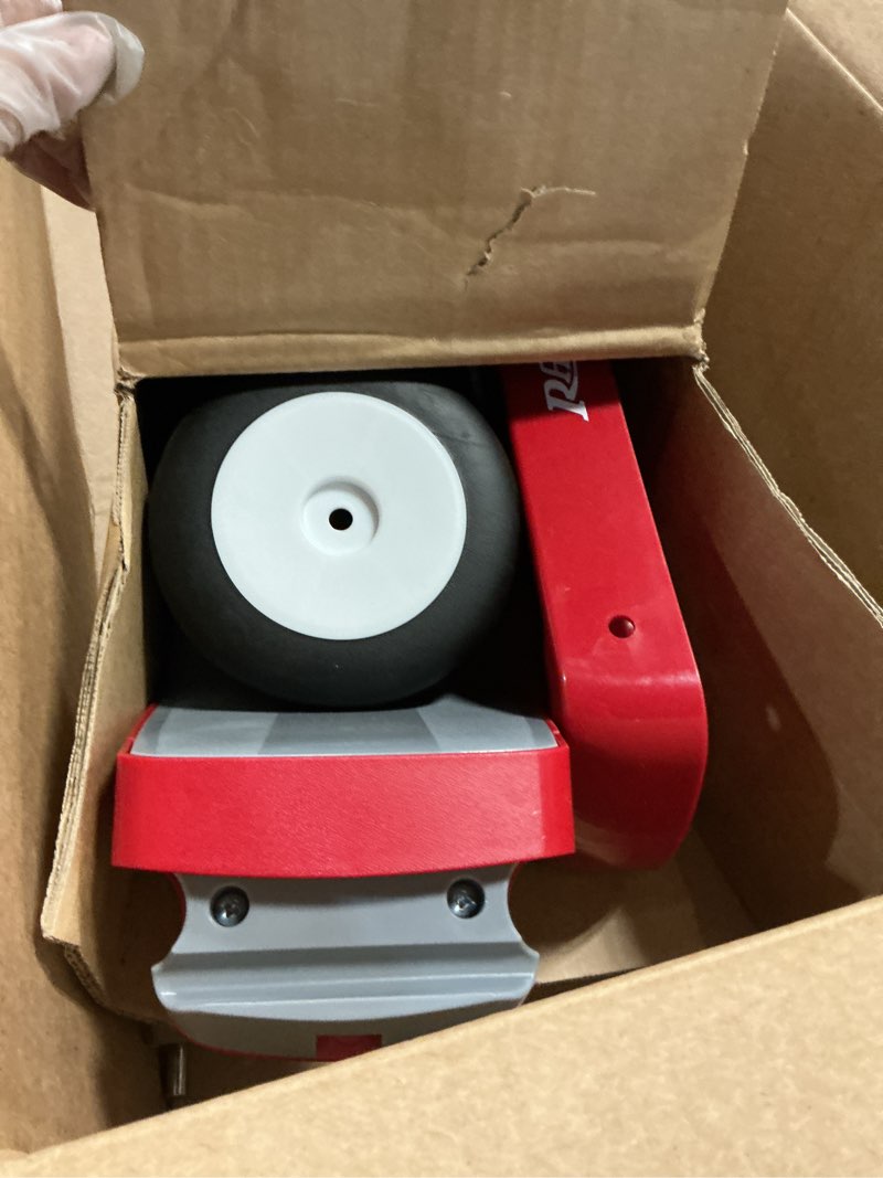 Condition photo showing As Is for radio flyer scoot 2 scooter, red, for kids ages 1-4, ride on toy or 4-wheel kids scooter, durable wheels and frame, converts easily with flip deck, toddler ride on toys
