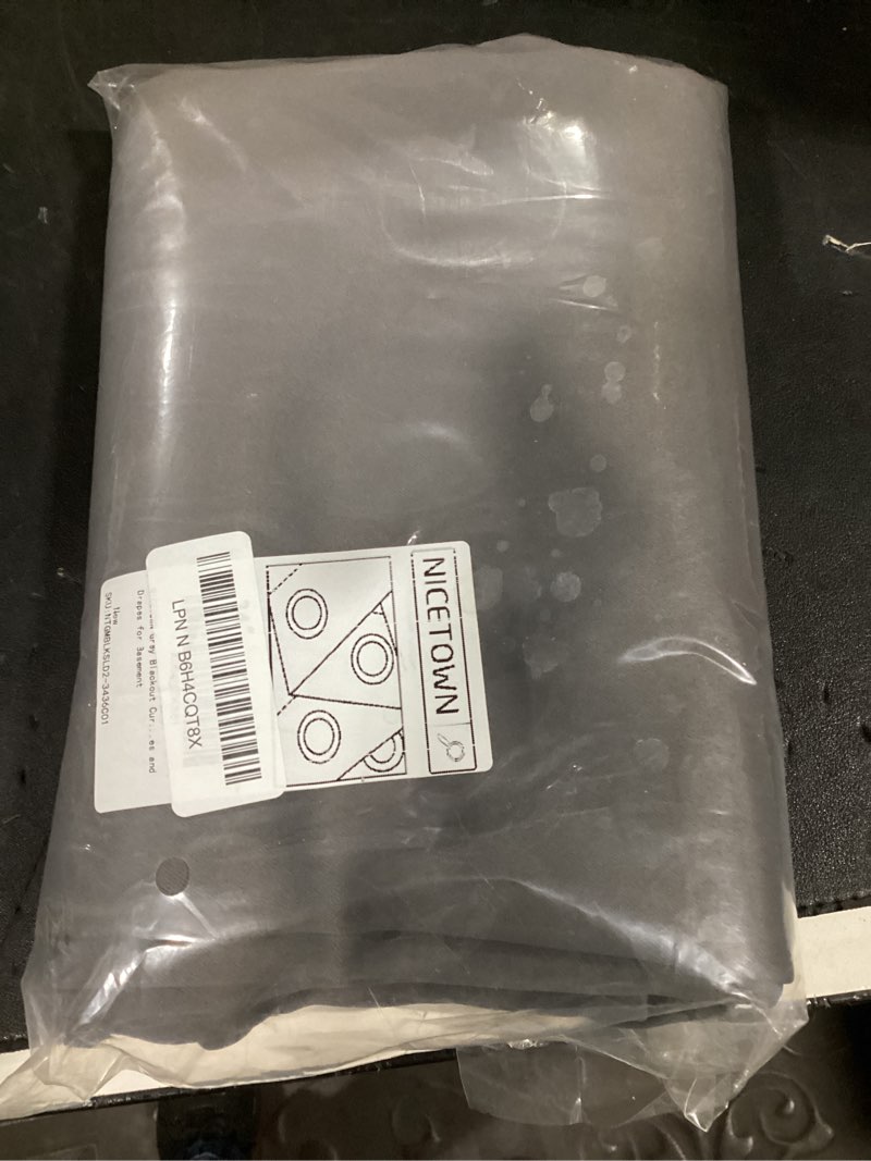 Condition photo showing New/Like New for nicetown grey blackout curtain panels for bedroom, 2 panels, w34 x l36-inch, thermal insulated grommet top blackout draperies and drapes for basement grey 34"w x 36"l (pack of 2)
