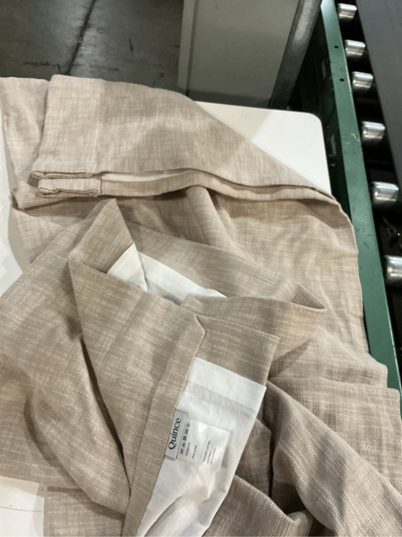 Condition photo showing As Is for quince cotton slub curtain - single panel color natural size 48inx84