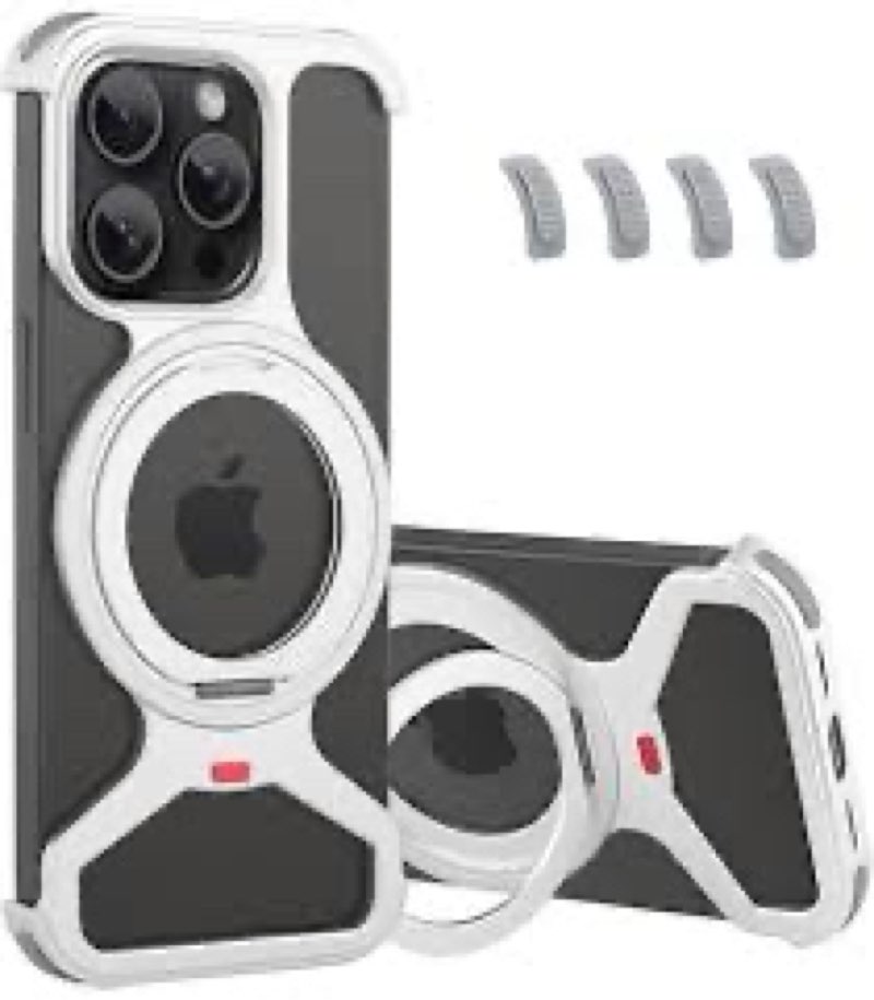 PIGLULOO Clear Frameless Phone Case Compatible with iPhone 15 Pro Metal Frame and Transparent Hard B