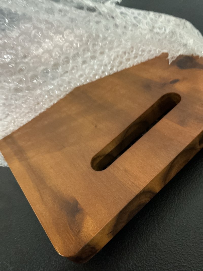 Condition photo showing Good Condition for 24" large acacia wood charcuterie board with handles - extra long wooden serving cheese boards - rectangular serving platter for meat steak, cracker appetizers, fruit decorative display 24" x 9.8" x 1"