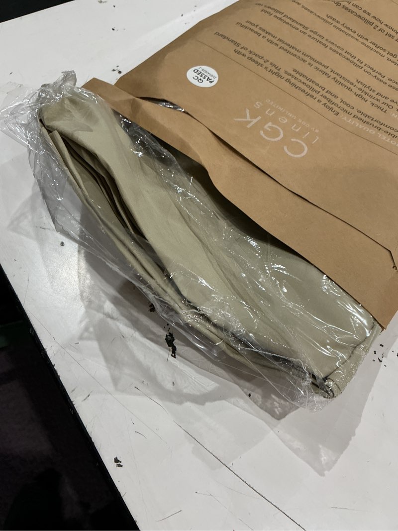 Condition photo showing Good Condition for standard pillow cases set of 2 - ultra-soft hotel quality pillowcase covers - comfy & wrinkle free - stain and fade resistant - machine washable pillow protectors - 2 piece set - standard size beige standard 13 - beige 2