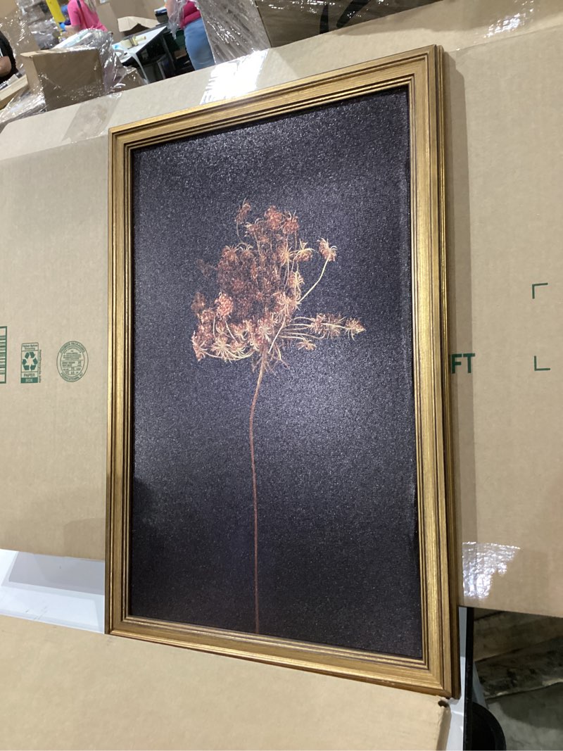 Vintage Gold Framed Wall Art, Moody Artwork, Dark Floral Canvas Prints, Black Botanical Prints, Drie