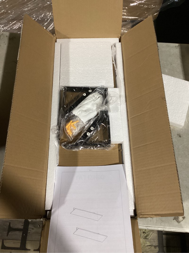 Condition photo showing Good Condition for DINZI LVJ Long Wall Shelves, 24 Inch White Floating Shelves Set of 2, Easy-to-Install, Wall Storage Ledges with Sturdy Metal Brackets for Living Room, Bathroom, Bedroom, Kitchen, White 23.6 Inch White