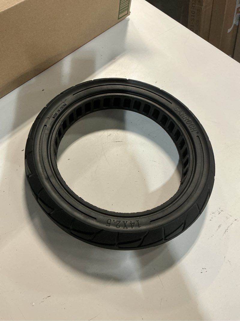 Condition photo showing Good Condition for 14x2.50 solid tire,14x2.5(64-254) tire replaces 2.50-10 60/100-10 dirt bike replacement for road/mountain bicycle,kids bike