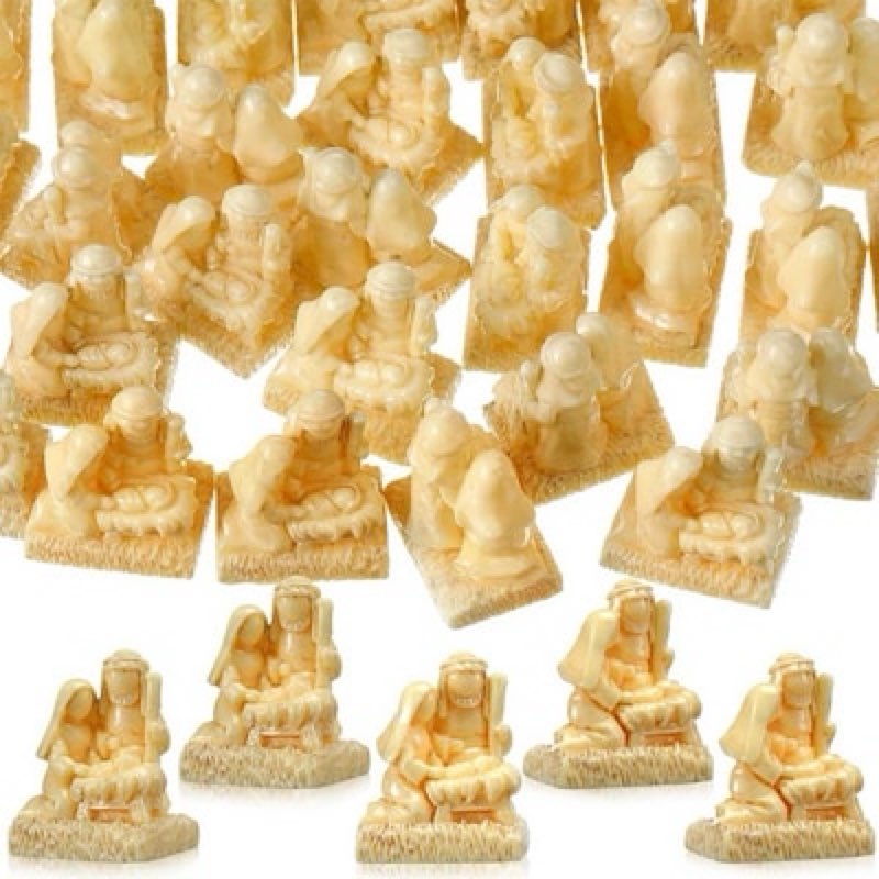 Aoibox 50 Pack Christmas Nativity Mini Figurines Resin Holy Family Statues Waterproof Tabletop