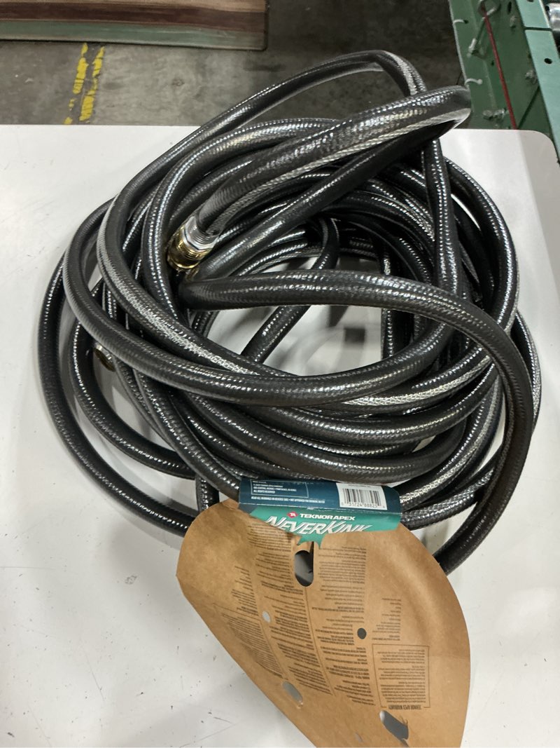 Condition photo showing As Is for neverkink teknor apex 5/8-in x 50-ft heavy kink free vinyl gray coiled hose
