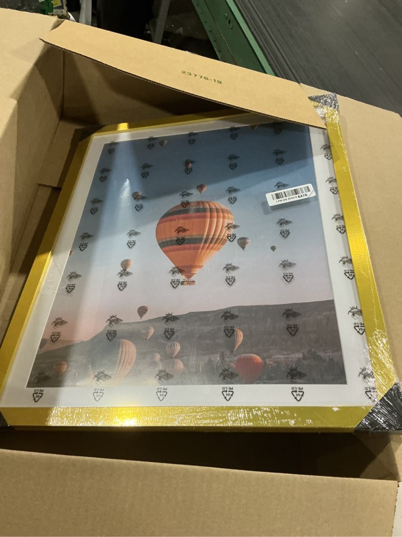 Condition photo showing As Is for 16x20 picture frame gold with 14x18 mat for 40 x 50cm diamond art painting, display photo 14x18 with mat or 16 x 20 without mat, wall hanging large frame with plexiglass, gold
