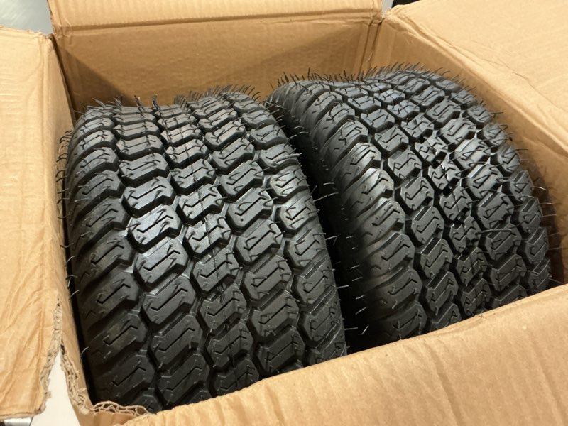Condition photo showing Good Condition for (2-pack) 16x6.50-8 tires - 4pr durable tubeless, replacement lawn tractor tires with deep ribbed treads, rim not included 16x6.50-8 tubeless