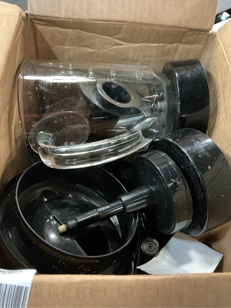 Condition photo showing As Is for Hamilton Beach Blender and Food Processor Combo for Shakes & Smoothies, With 3 Cup Electric Food Chopper Attachment, 40 oz Glass Jar, Blender Travel Cup, 700 Watts Peak Power, Gray & Black (58163)