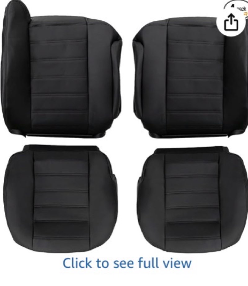 nlqr front driver and passenger side bottom & top back replacement seat covers black compatible with