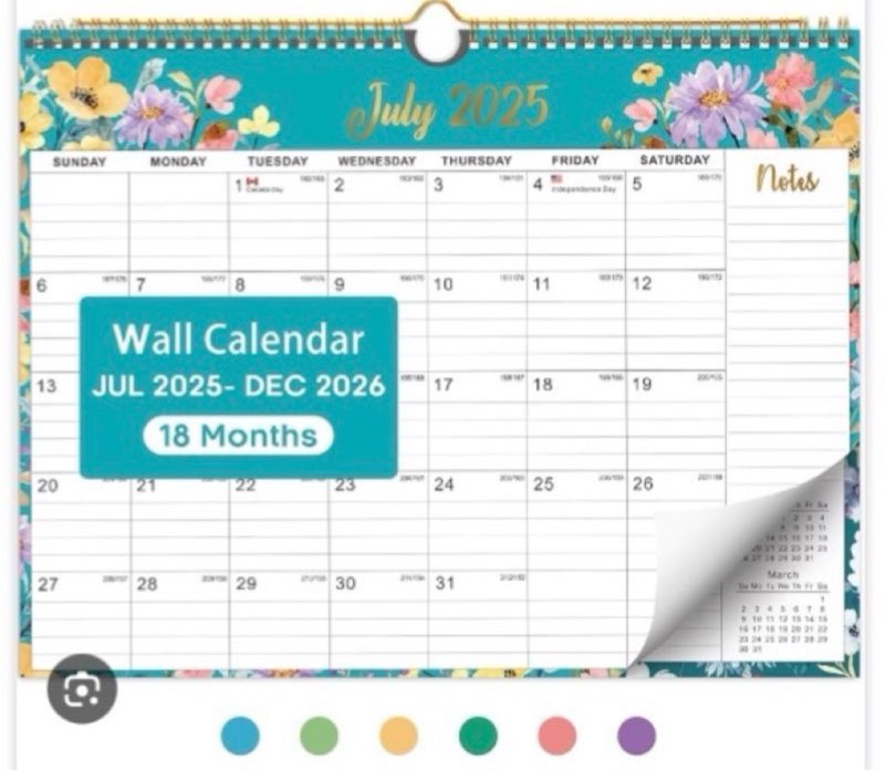 Desk Calendar 2025-2026, AgePlace Large 22\" x17\" Wall Calendar 2025 Covers July 2025 - December 2026, Monthly Desktop Calendar with Different Watercolor Artwork for Each Month for Home & Office School SGHD