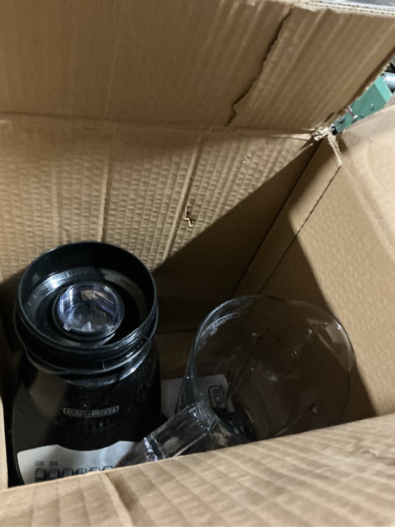 Condition photo showing As Is for BLACK+DECKER Crush Master Blender, 10-Speeds with Stainless Steel Blades, Black, BL2010BP Plastic