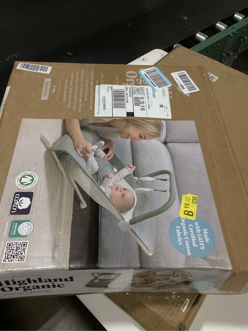 Condition photo showing Good Condition for baby delight highland organic baby bouncer | infant | 0 – 6 months | 3-position recline | organic sage