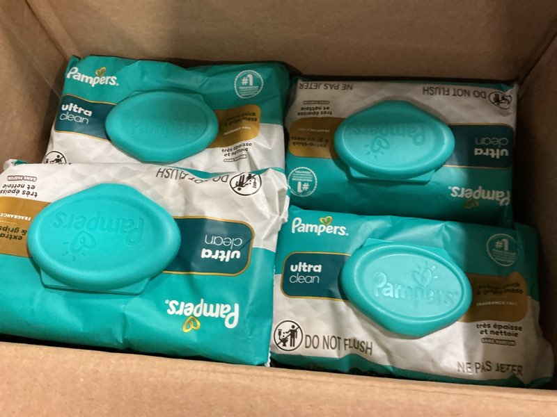 Condition photo showing Good Condition for Pampers Ultra Clean Baby Wipes (Previously 'Free & Gentle'), 99% Water, Hypoallergenic, Unscented, 100% Plant Based, Plastic-Free, 936 Baby Wipes Total (9 X Flip-Top Packs) [Packaging May Vary] Unscented 78 Count (Pack of 9)