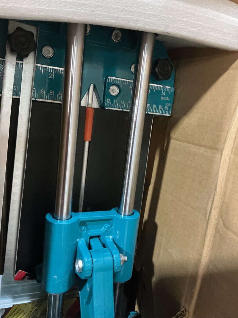 Condition photo showing Good Condition for Seeutek 48 inch Tile Cutter - Professional Manual Porcelain Ceramic Tile Cutter Tool, Double Rails Design, with Extra Tungsten Cutting Wheel and Laser Positioning 48inch Double Rails Blue