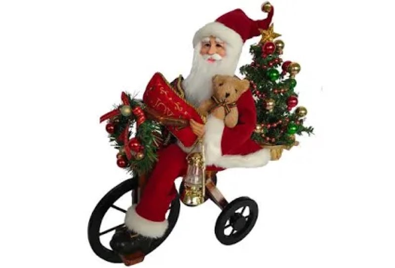 MTL SANTA CLAUS BICYCLE 19"W, 16"H