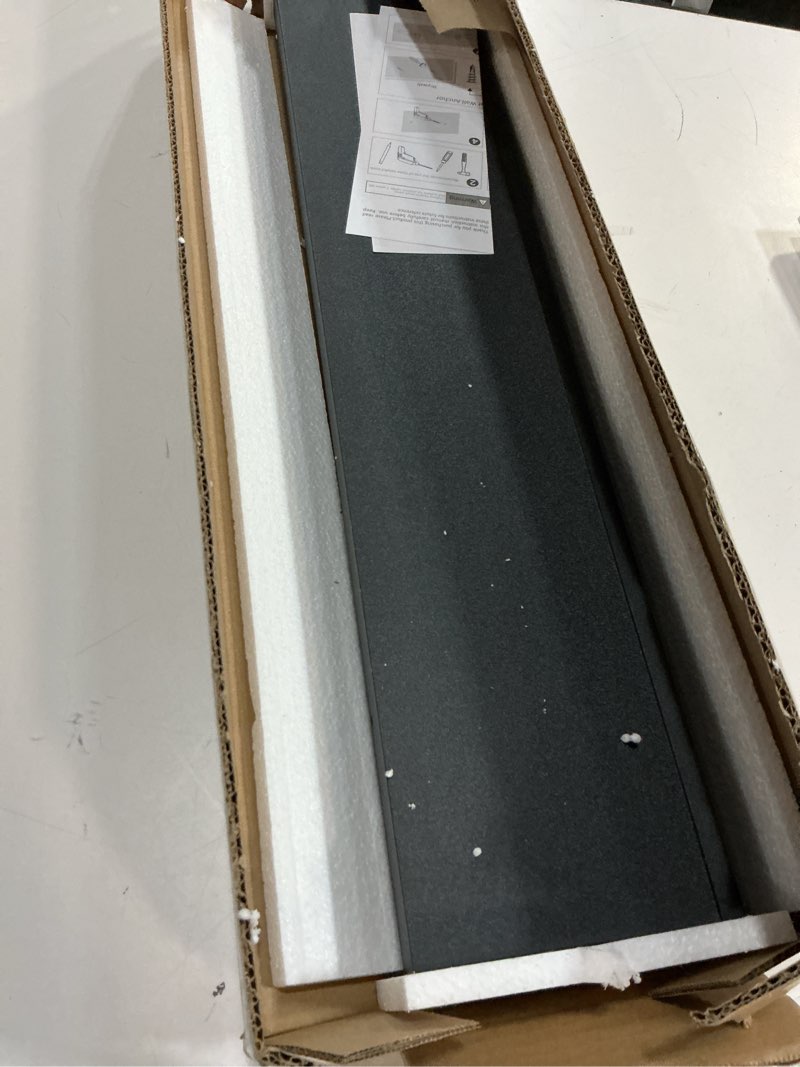 Condition photo showing Good Condition for Long Floating Shelves for Wall Decor, Long Wall Mounted Storage Shelf for Bedroom, Living Room, Bathroom, Kitchen, Nursery, Display Picture Ledge Shelf with Lip Set of 2-24 Inches, Black Black 23.6in