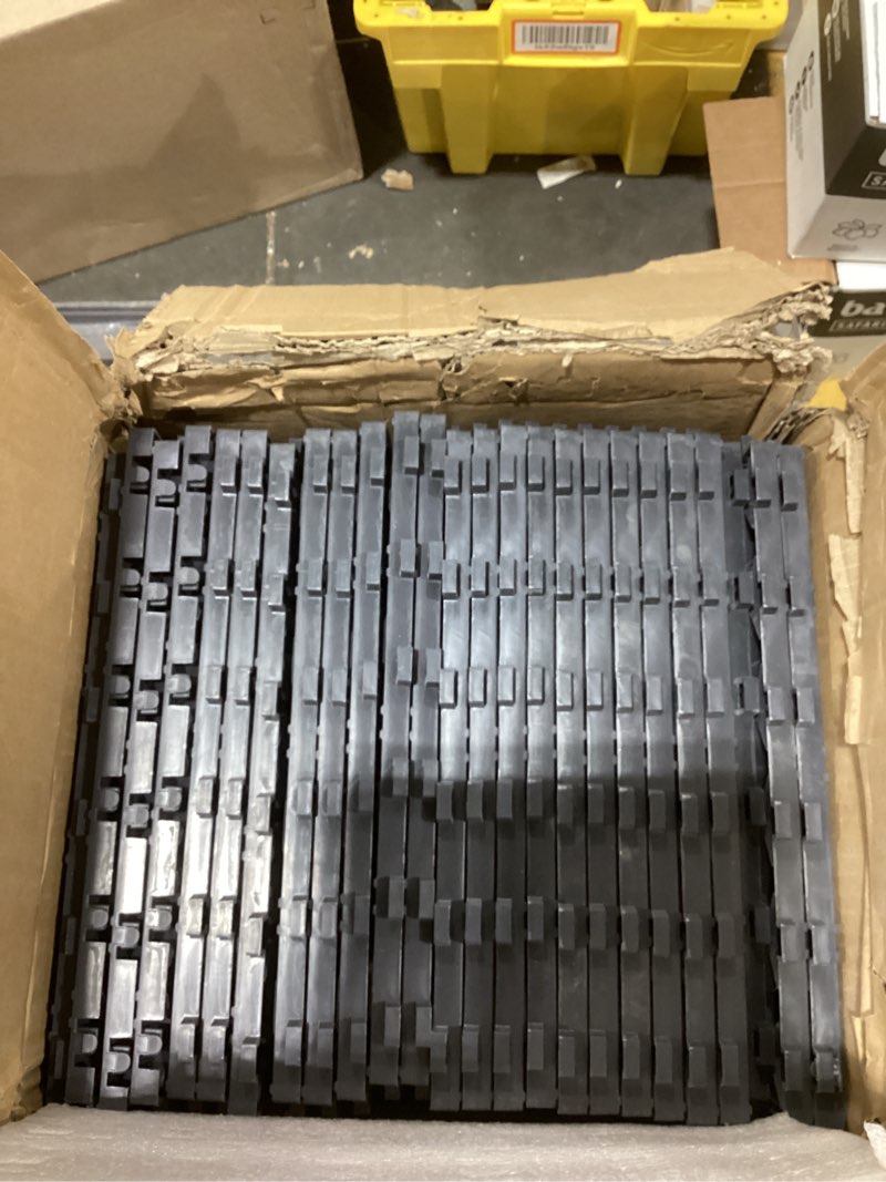 Condition photo showing As Is for VEVOR Garage Floor Tiles 12 x 12 x 0.53 inch, Interlocking Design Ease of Installation Double-Sided Texture Non-Slip Sturdiness, for Garages, Basements, Repair Shops, Graphite Gray, 50 Pack 50 Pack Graphite Gray