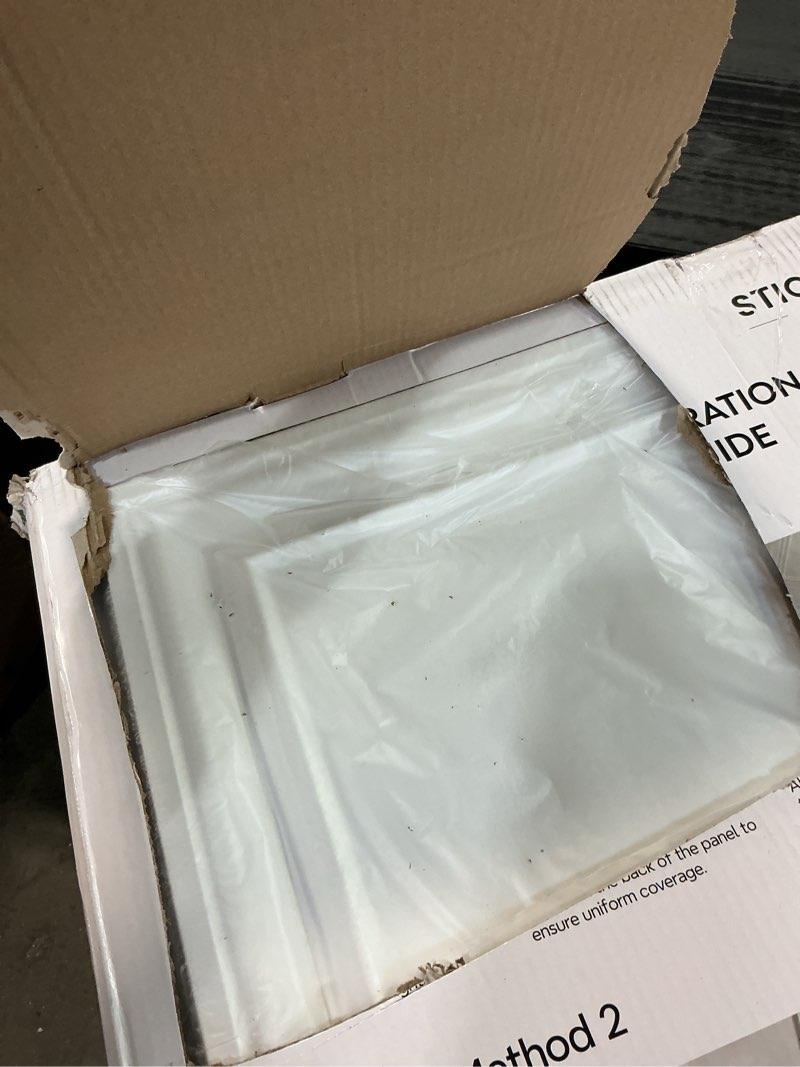 Condition photo showing Good Condition for STICKGOO Drop Ceiling Tiles 24x24 PVC Glue Up Ceiling Panel to Prevent Breakage Pack of 12 Tiles Cover 48 Sq. Ft, White 24"x24" White