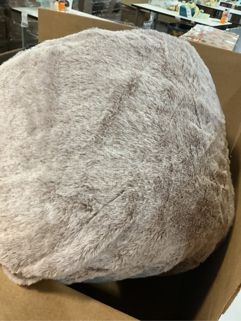 Condition photo showing Good Condition for Round Pouf Ottoman 20"x15" Bean Bag Ottoman Soft Top Comfortable Small Foot Stool Foot Rest Pouf Brown Tall Footstool Ottomans Round Hassock Fluffy Boho Furniture Small Ottomans for Living Room Brown 20"D x 20"W x 15"H