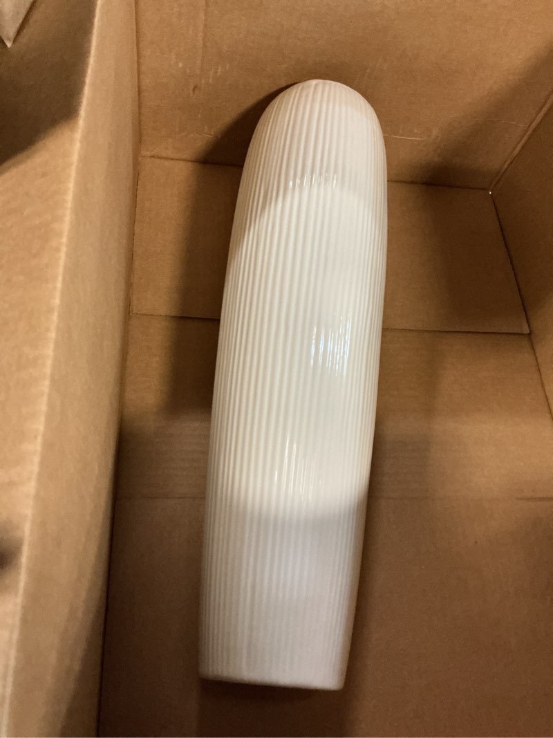 Condition photo showing As Is for ceramic large white vase, 18" tall floor vase, big decorative flower vases for floor table decor living room modern home office bedroom, farmhouse, glossy glaze (18 inch tall)