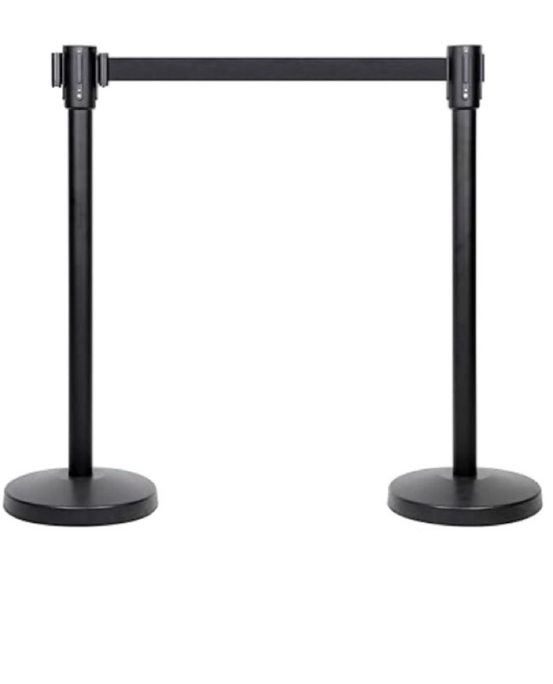 amazon basics premium crowd control stanchions with easy assembly, 6.5 foot sturdy retractable belts