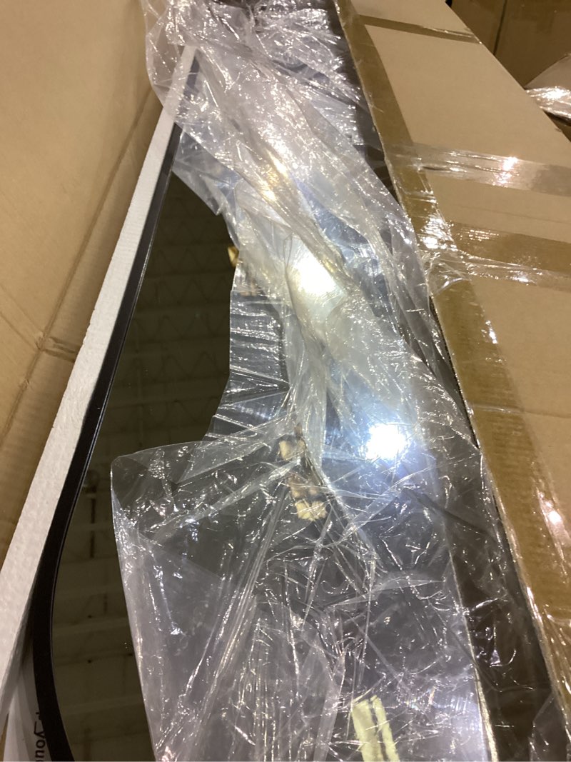 Condition photo showing Good Condition for Delma Arched Mirror Full Length,Standing Mirror Full Body,Large Floor with Stand for Wall Entryway Door Bedroom Bathroom Living Room Black Frame 56"L x 15"W
