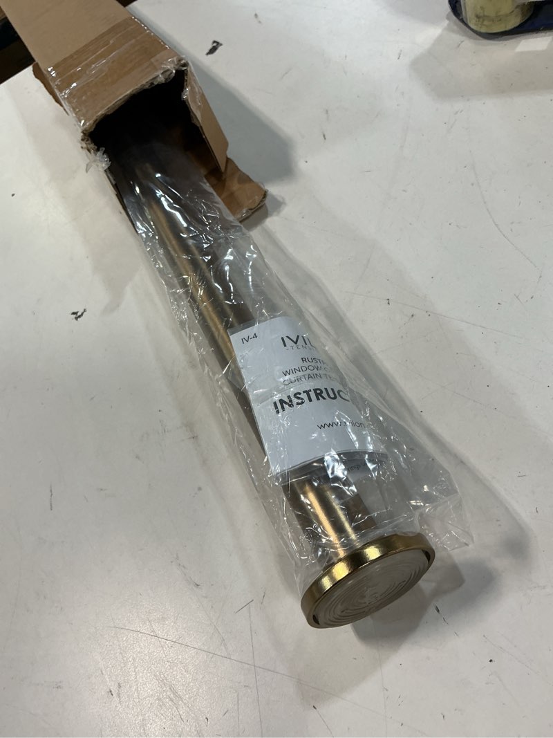 Condition photo showing New/Like New for ivilon tension curtain rod - spring tension rod for windows or shower, 24 to 36 inch. warm gold 24" to 36" warm gold