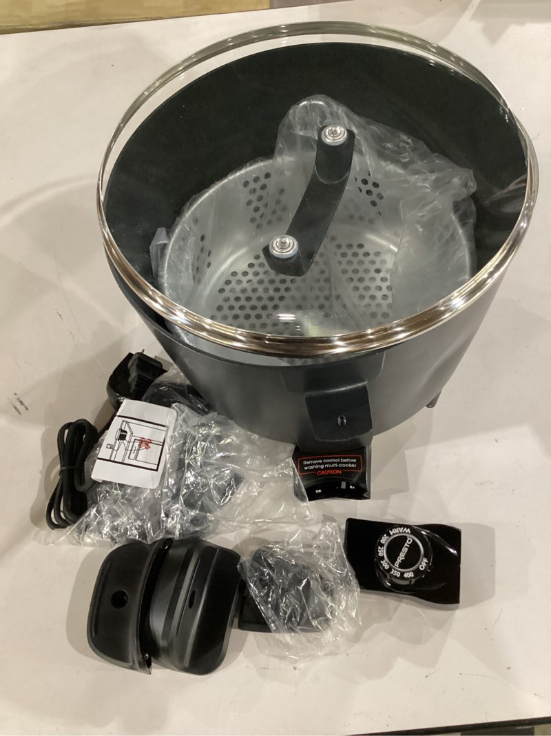 Condition photo showing Good Condition for not tested**** presto 8-quart big kettle, steamer and deep fryer multi-cooker, black