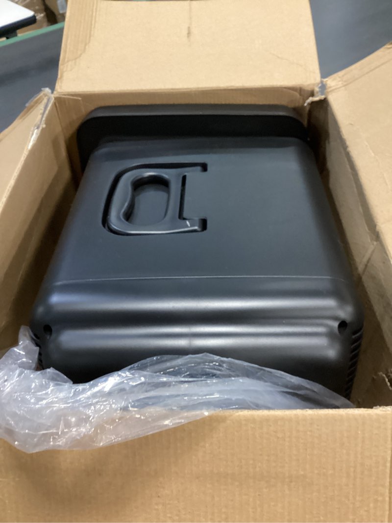 Condition photo showing As Is for Frigidaire Mini Personal Fridge Cooler, Countertop, Holds Up to 10L/15 Cans, Brushed Black Stainless Rugged Design, Portable for Skincare, Makeup, Car, Office, Bedroom, Dorm Room, or Cabin