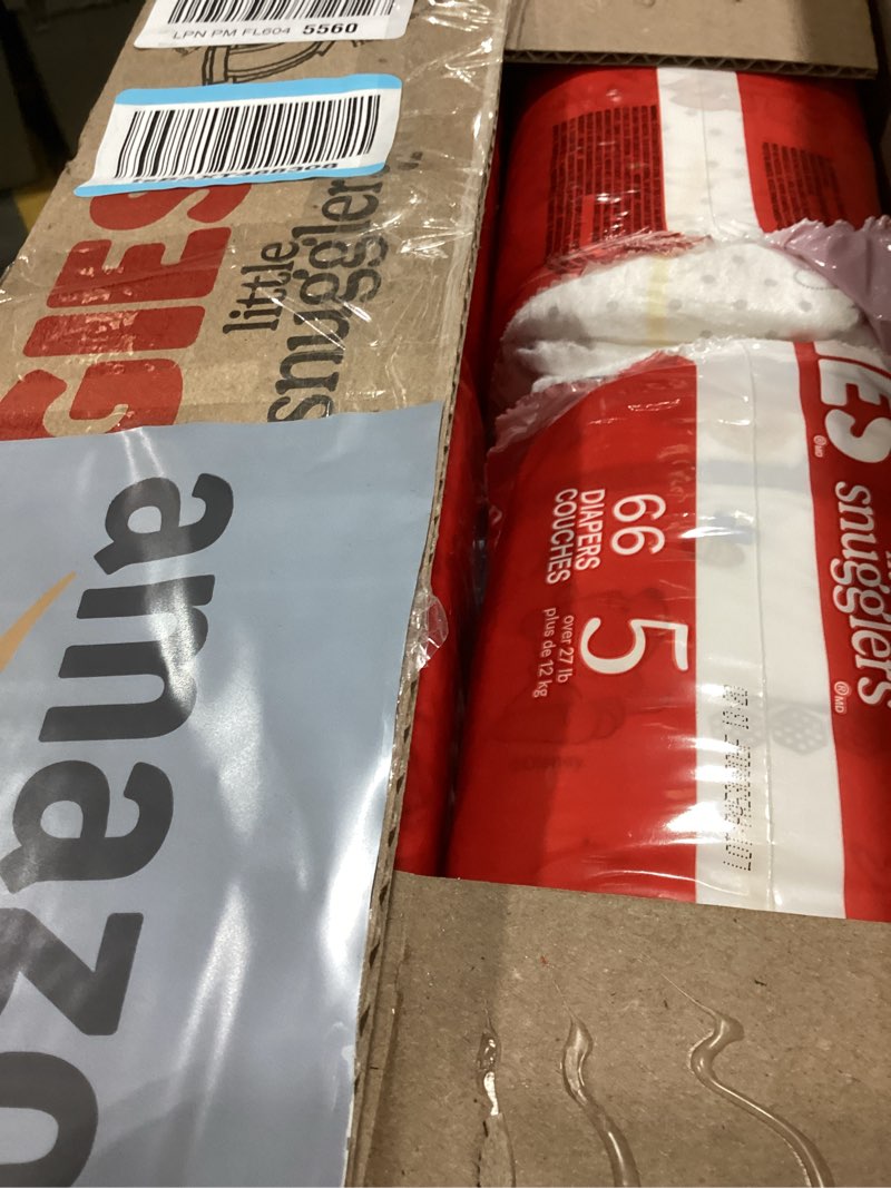 Condition photo showing As Is for Huggies Size 5 Diapers, Little Snugglers Baby Diapers, Size 5 (27+ lbs), 132 Count (2 Packs of 66), Packaging May Vary