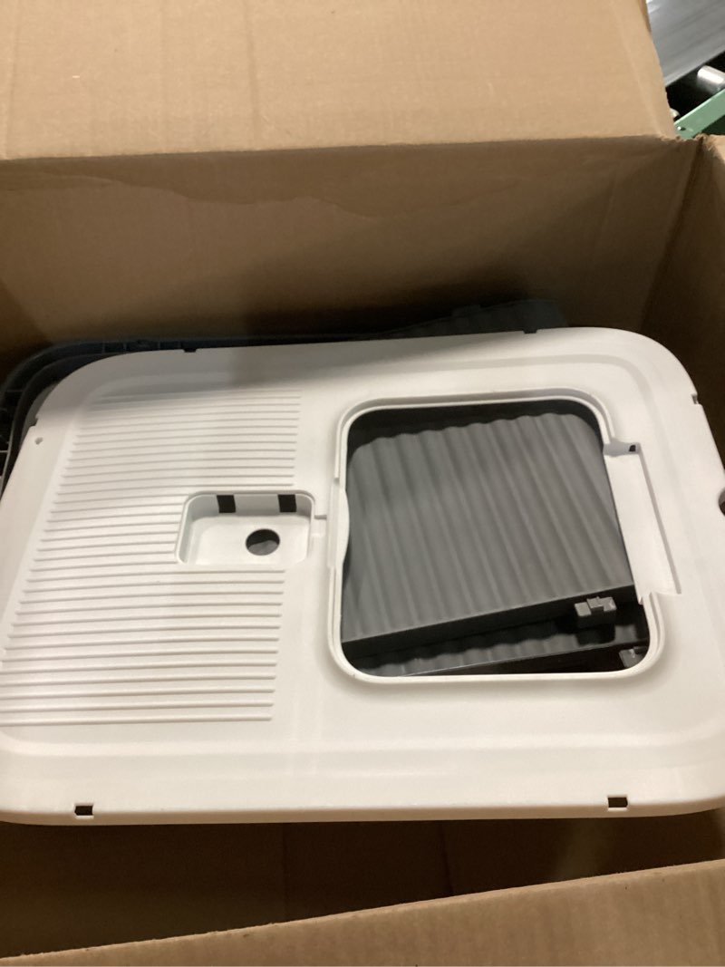 Condition photo showing As Is for Upgraded Fully Enclosed Cat Litter Box with Lid, Covered Cat Box Enclosure, Anti-Splashing Easy to Clean Kitty Litter Boxes with Drawer, 3 Modes can Use from Kitten to Adult(White&Grey)