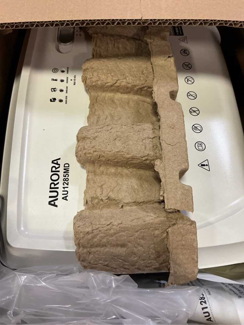 Condition photo showing Good Condition for Aurora AU1285MD Compact Desktop-Style High Security 12-Sheet Micro-Cut Paper and CD/Credit Card/Junk Mail Pullout Basket Shredder, White/Black