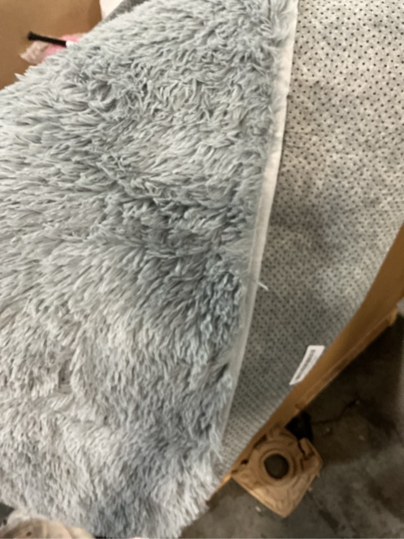 Condition photo showing As Is for 6x9 area rug for living room: fluffy shag soft washable rugs large fuzzy plush indoor carpet for bedroom nursery playroom kids girls boys room (grey, 6'x9') grey 6' x 9' (rectangular)