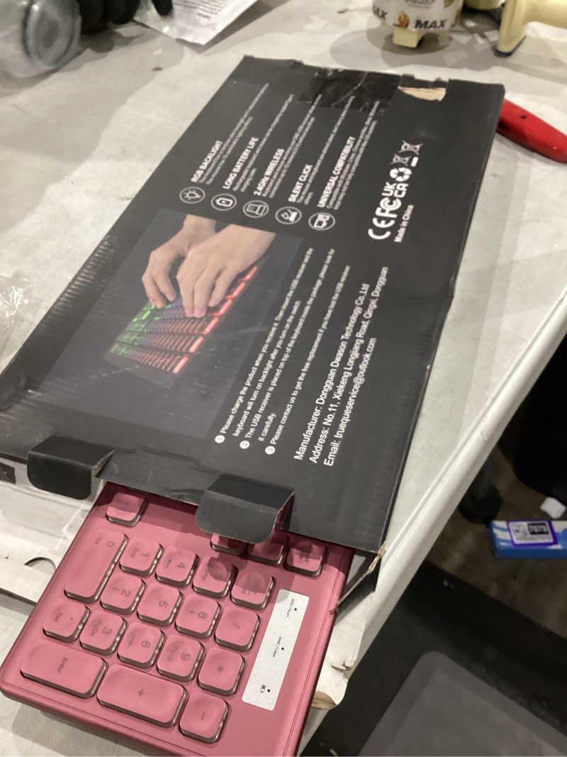 Condition photo showing As Is for Wireless Keyboard and Mouse Combo, RGB Backlit, Rechargeable & Light Up Letters, Full-Size, Soft Typing, Sleep Mode, 2.4GHz Quiet Keyboard Set for Mac, Windows, Laptop, PC, Trueque (Wine Red)