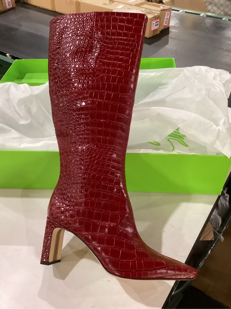 Condition photo showing New/Like New for Sam Edelman Women's Sylvia Boots 10 Scarlet Cherry Wide Calf