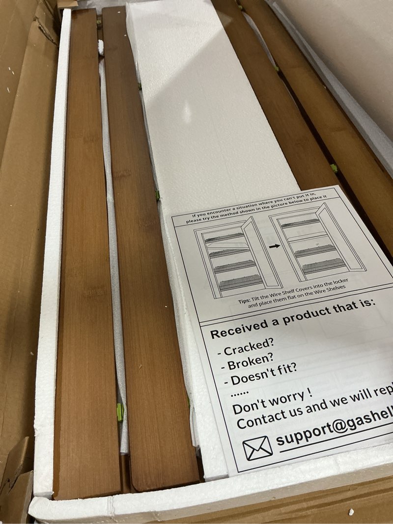 Condition photo showing New/Like New for wire shelf covers, bamboo wire rack covers for pantry, closet (4pcs, 36" w x 16" d) 36"w x 16"d 4